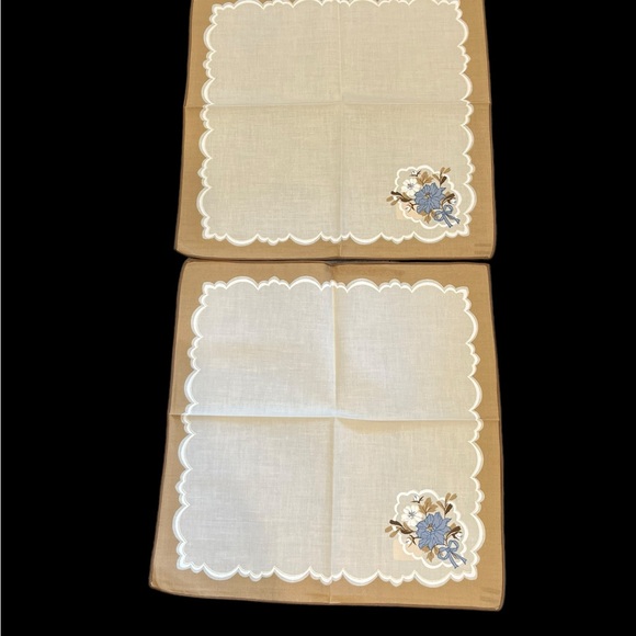 Vintage Sunweave Linen Corp. Set of 4 Victorian Blue Flower Cloth Napkins NWOT - Picture 4 of 12